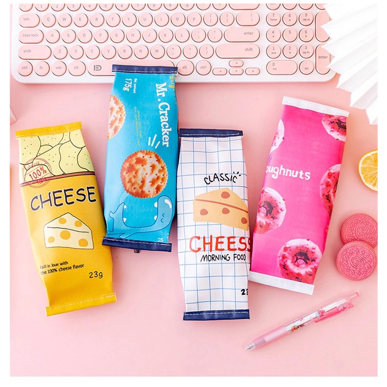 OVERFLOWS.ID Tempat Pensil Unik Milk Cookies Kotak Pensil Bungkus Jajan Ciki Snack