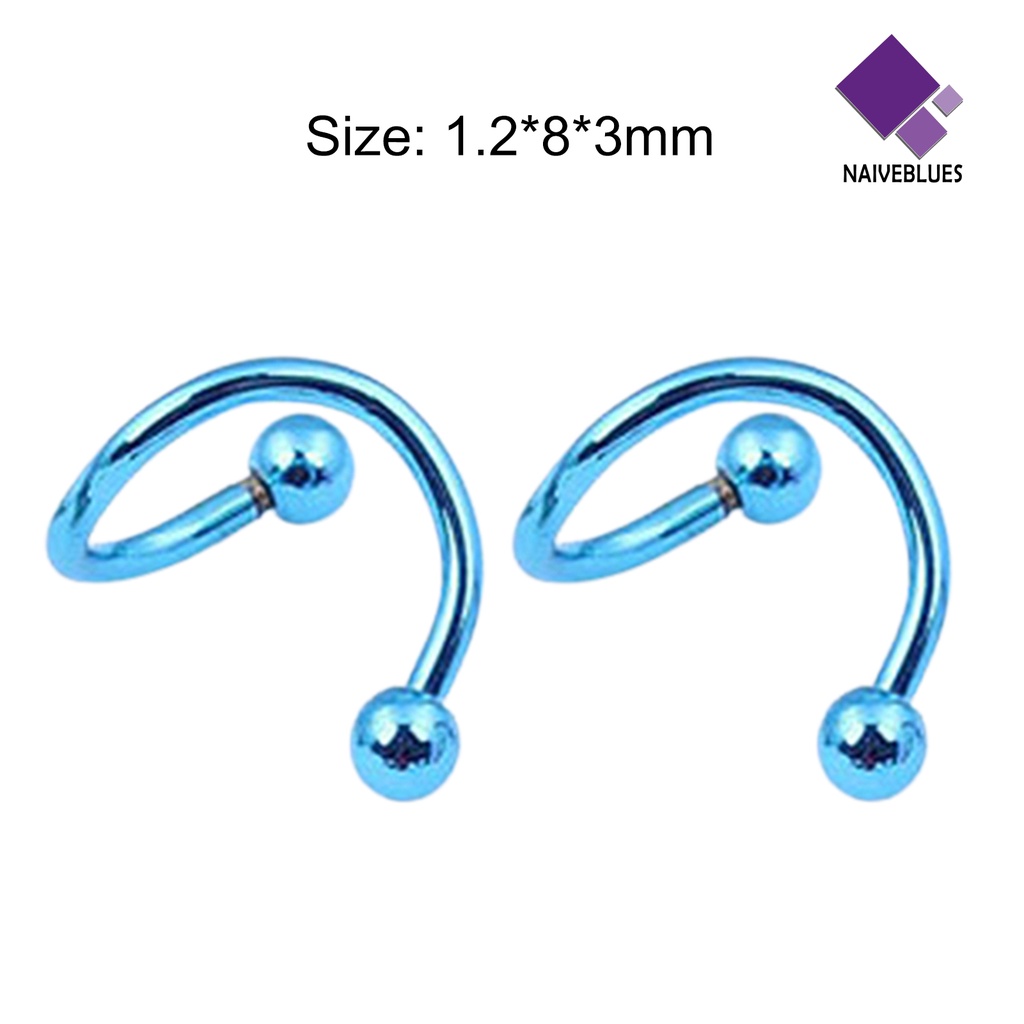 Naiveblue &gt; 2 Pcs / 1 Pasang Cincin Hidung Bahan Stainless Steel