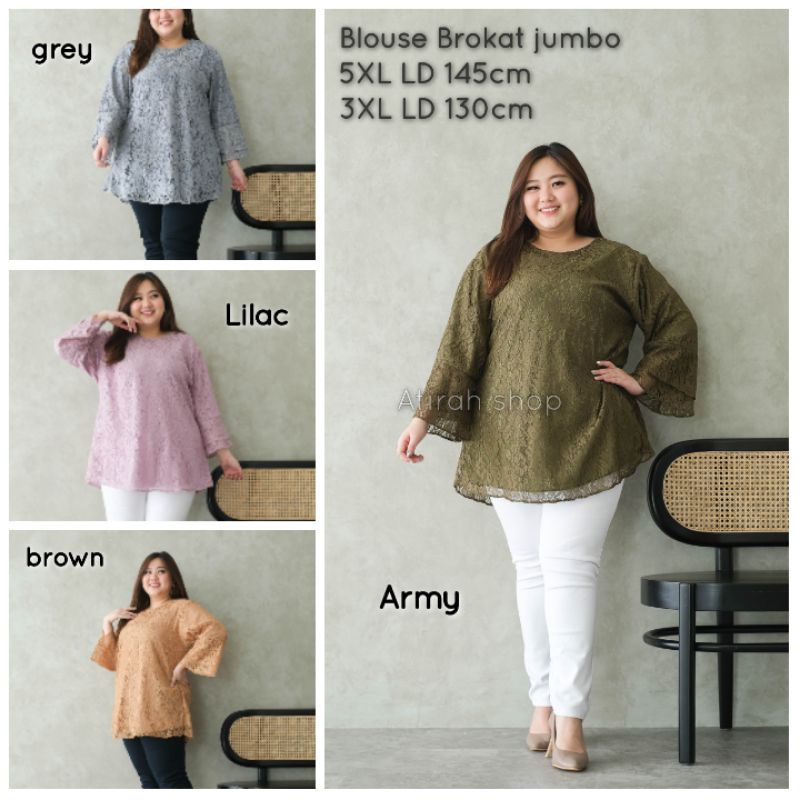 Baju atasan jumbo brukat wanita 5xl ld 145 cm blouse burkat bigsize