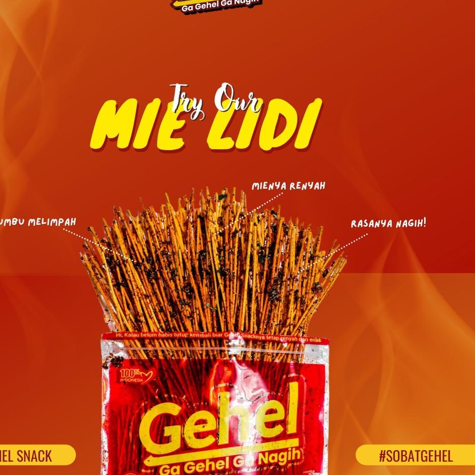 

BIG DEALS! Gehel Snack Mie Lidi Terenak Lezat Asin Gurih Extra Pedas Isi 200gr