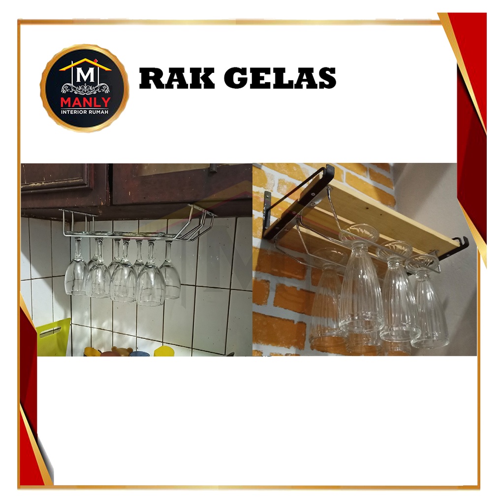 Rak Gelas Gantungan 2 Baris .. Ada free skrup