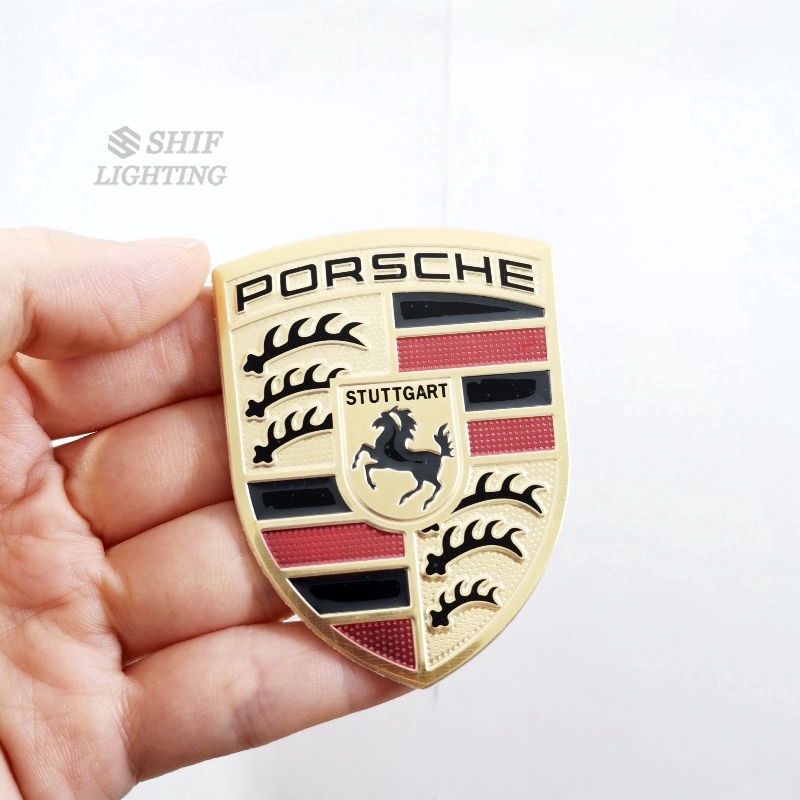 1pc Stiker Emblem Logo Kuda Porsche Bahan Aluminum Untuk Dekorasi Mobil