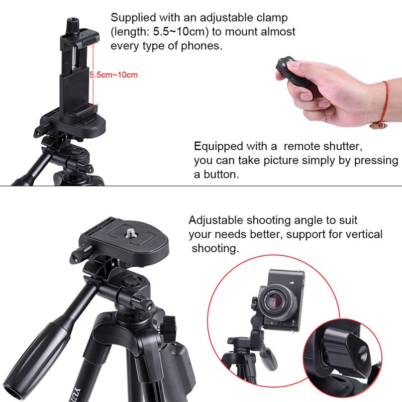 MallCasing - Tripod Handphone Tongsis 3 in 1 YUNTENG VCT-5208 Remote Bluetooth Kamera HP