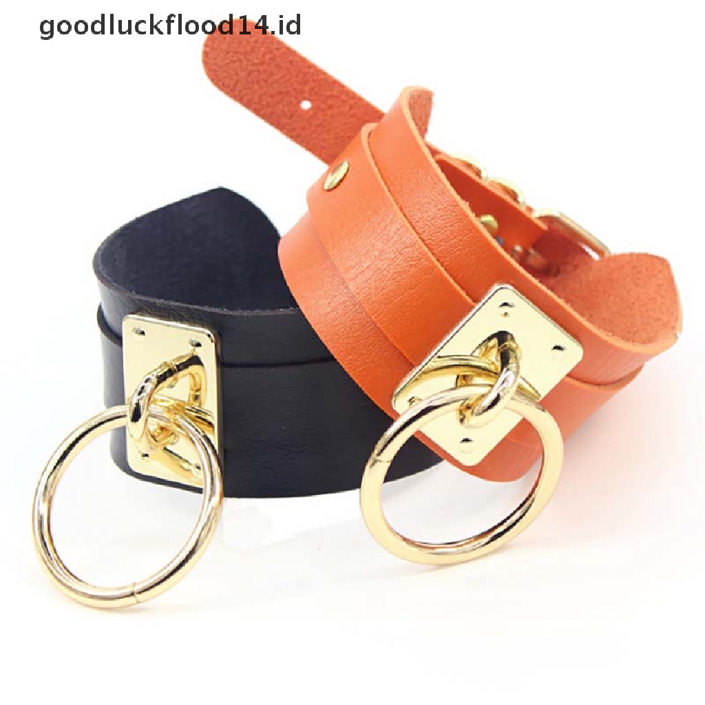 [OOID] Punk Gothic Wide PU Leather O Ring Collar Choker Necklace Women Fashion  ID