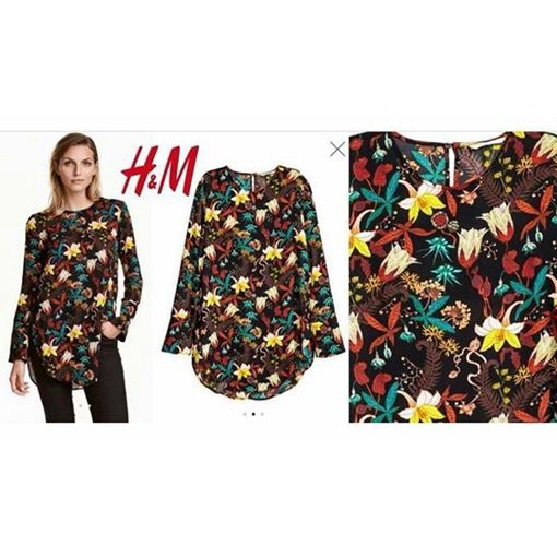 HM branded atasan blus long tunic blouse (floral motif) Rp 85.000