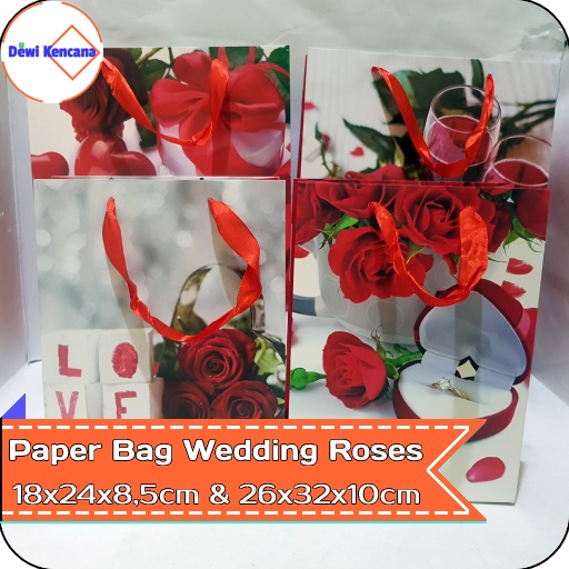 

Paper Bag Wedding Roses 18x24x8,5cm (S) Dewen