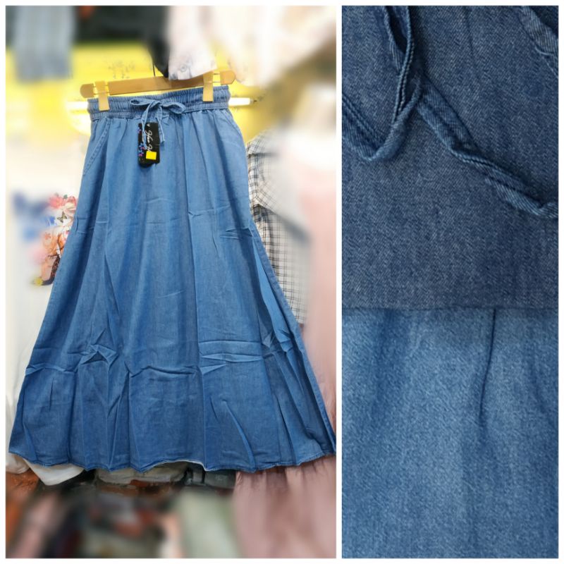 ROK JEANS PANJANG JEANS DENIM REMAJA WANITA IMPORT