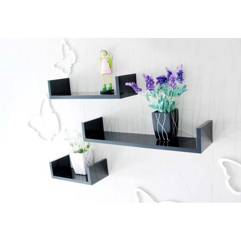 StarHome Rak Buku Melayang - Rak Dinding 1 Set isi 3 Pc - Set Wall Floating Shelves - U