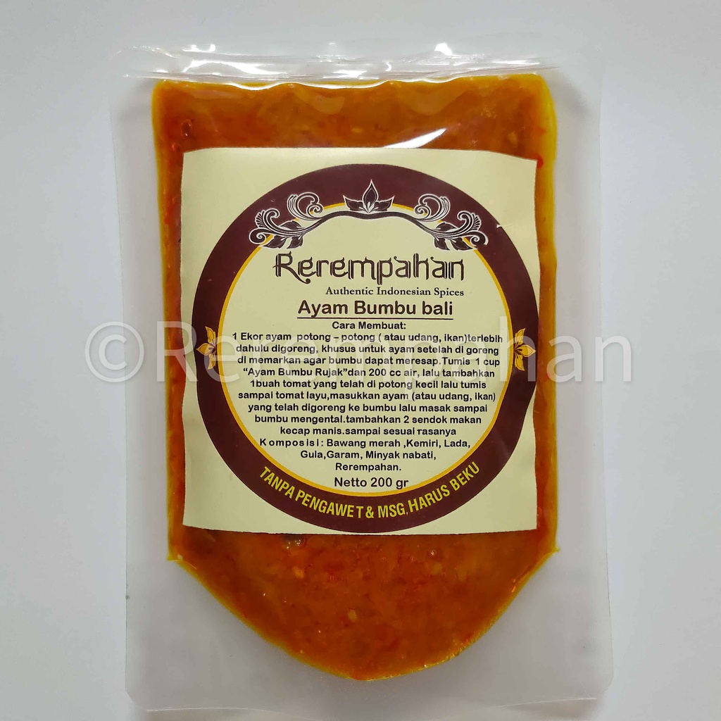 

Rerempahan AYAM BUMBU BALI Bumbu Jadi Instan TANPA PENGAWET & MSG Siap Pakai