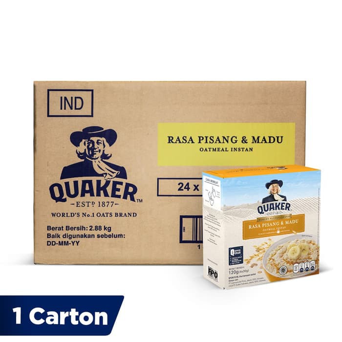

Quaker Instant Oatmeal Pisang & Madu Box 4s [1 Carton - 24 Pcs]