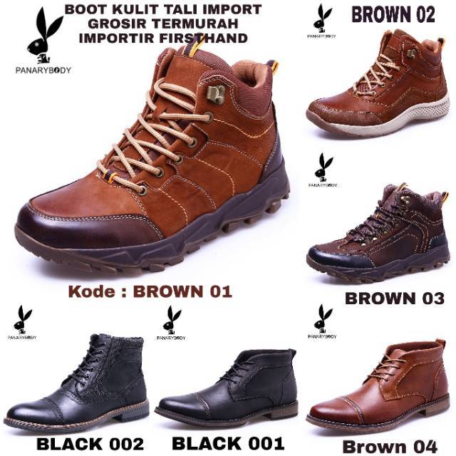 Sepatu Boot Kulit Pria Importir Langsung ( Bahan Premium)