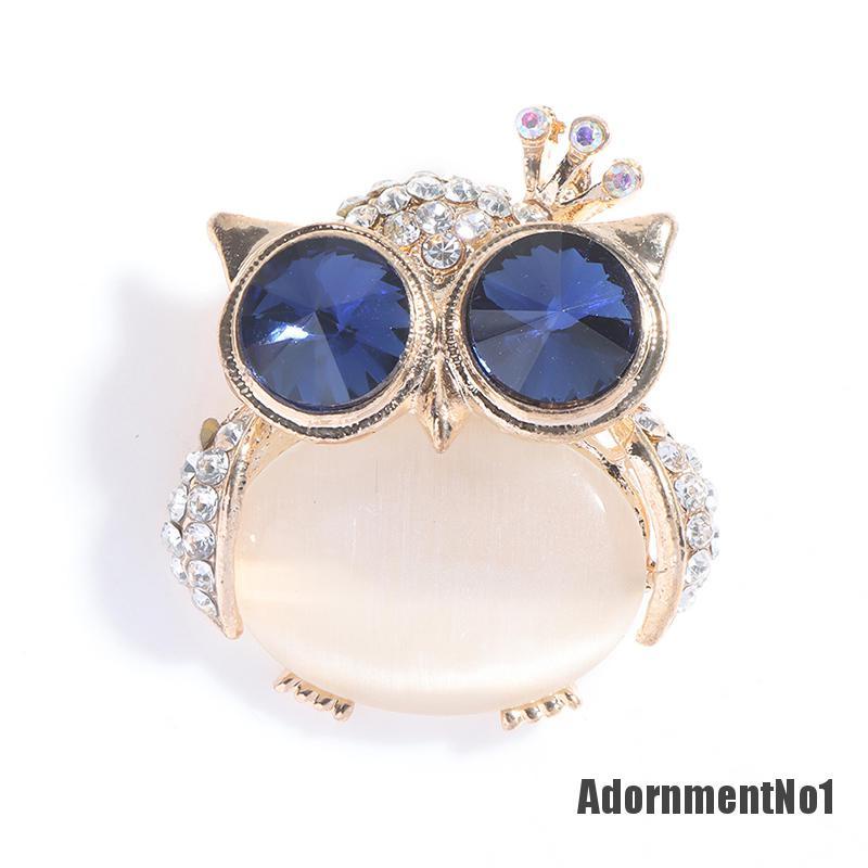 (Adornmentno1) 1pc Bros Pin Bentuk Burung Hantu Mata Biru Untuk Aksesoris Pakaian Wanita