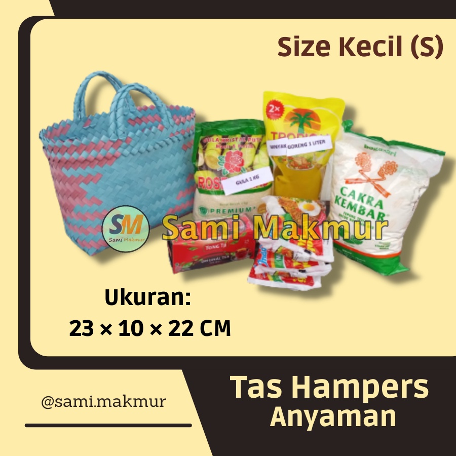 Tas Anyaman Plastik Murah Keranjang Belanja Tas Bingkisan Ukuran Kecil Small (S) Tas Souvenir Parcel Kotak Snack Wadah Hantaran Sembako Gula Roti