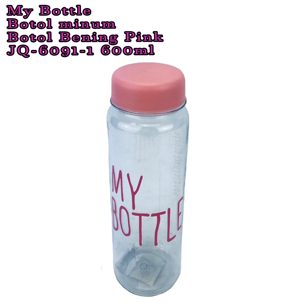 botol minum * Botol Air * botol bening Pink * JQ-6091-1 * 600ml