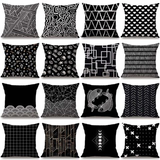 Hitam Putih Geometris Sofa Cushion Bantal Mobil Bantal Sandaran Memeluk Sarung Bantal Dekoratif Shopee Indonesia