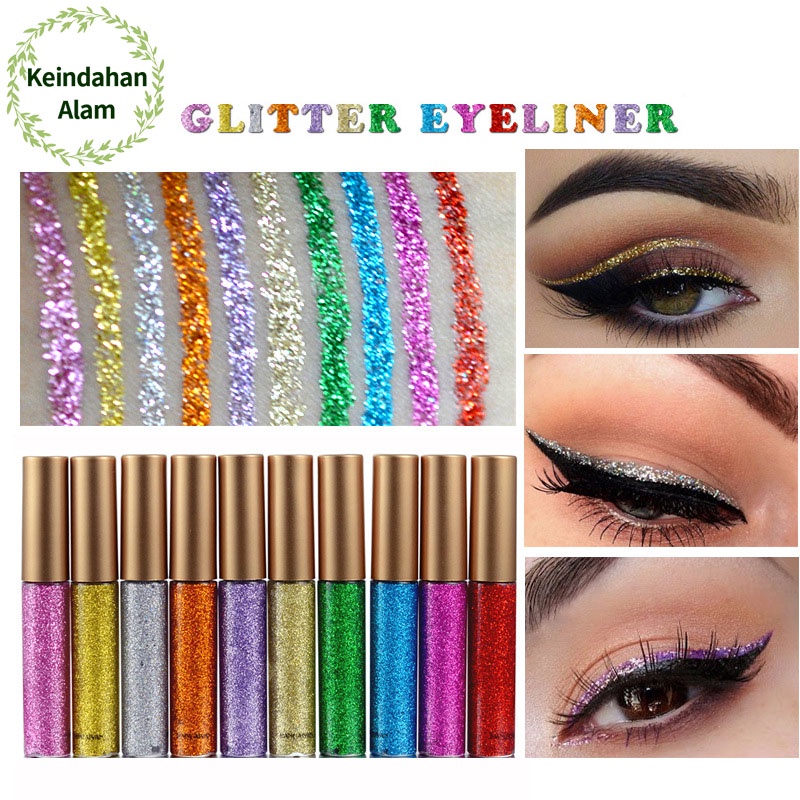 HANDAIYAN Glitter Eyeliner Eyeshadow Shimmer Long Lasting Waterproof Metallic Sparkling Liquid Eyeliner 10 Colors