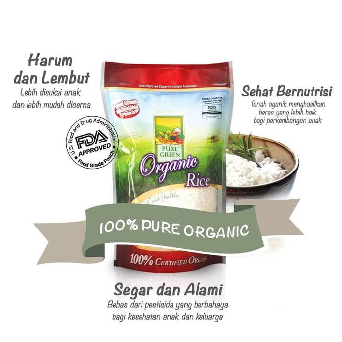

PUREGREEN ORGANIC RICE BERAS ORGANIK WHITE LONG GRAIN PAKET 3 X 1 KG