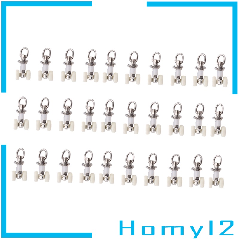 [HOMYL2] 20pcs Curtain Track Rollers Twin Wheeled Carriers Drapery Sliding Glider