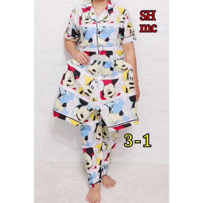 Baju Tidur Piyama Wanita Motif Random karakter Pajamas Katun  / Baju Tidur setelan Wanita Katun 3 In 1 dewasa Terbaru Bigsize Kekiniaan