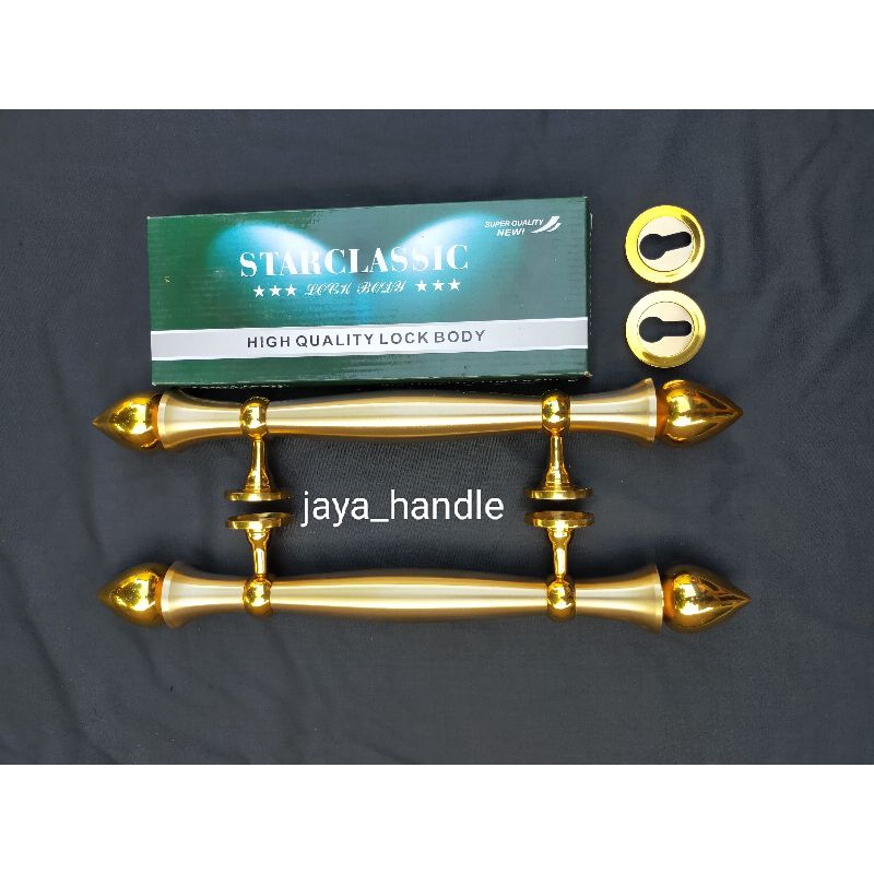 Handle Pintu Rumah Kuningan Motif Sawo UK 44 cm / Gagang Pintu Kuningan / Tarikan Pintu Rumah Kuning