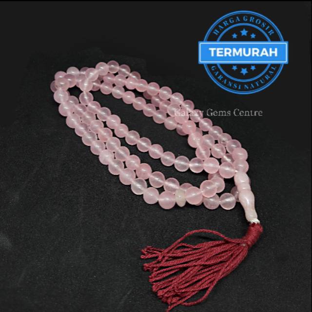 Tasbih Batu Pink Jade Giok Merah Muda 99 Butir 8mm