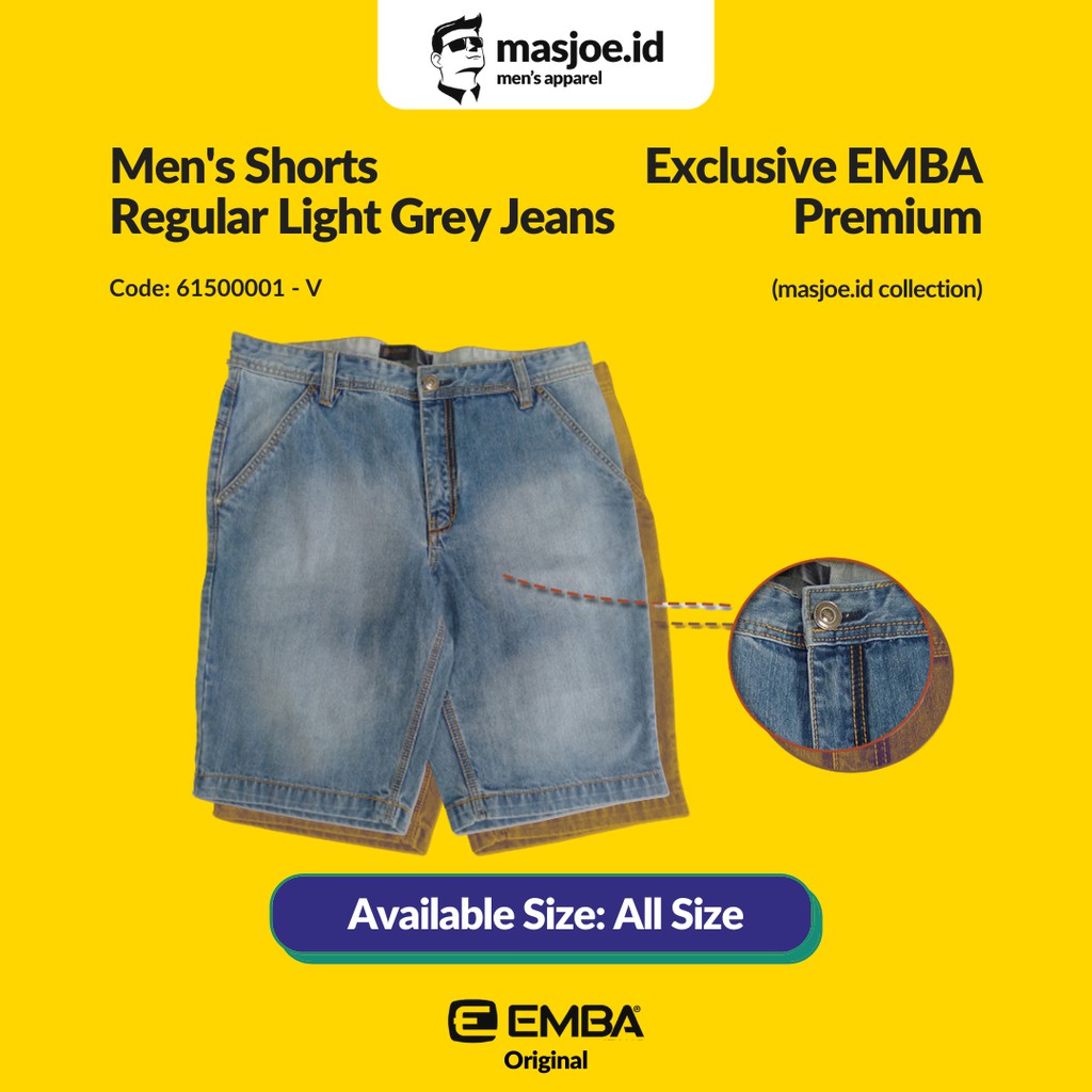 Celana Pendek Pria EMBA Original - Regular Light Grey Jeans