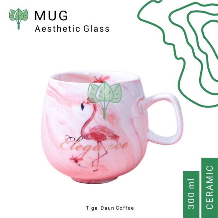 Cangkir Keramik estetik pink Mug Flamingo Cangkir Kopi Teh