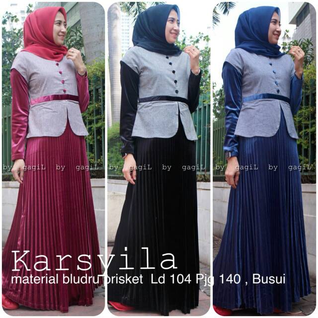 Karsyila Dress by Gagil Fashion / Baju kantor / Gamis Bludru