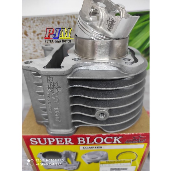 BLOK SEHER BEAT SCOOPY KARBU 54.5 SET BORE UP 130CC BRT