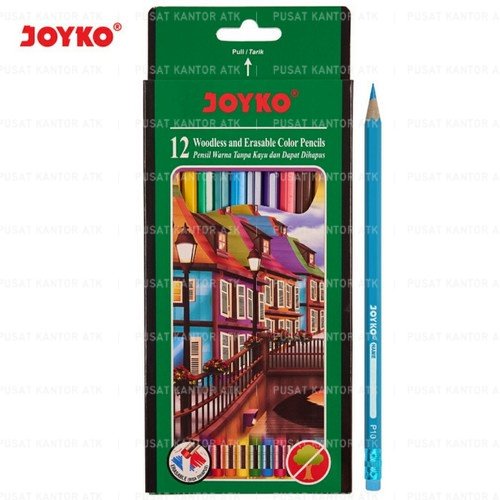 

Pensil Warna Joyko CP109 Erasable dengan Penghapus Color Pencils ( 12 warna ) SATUAN Mewarnai Gambar