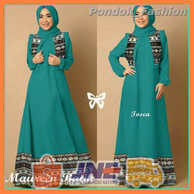 Promo Gamis wanita muslim Maureen Batik Syari Murah  -  SKUFT070