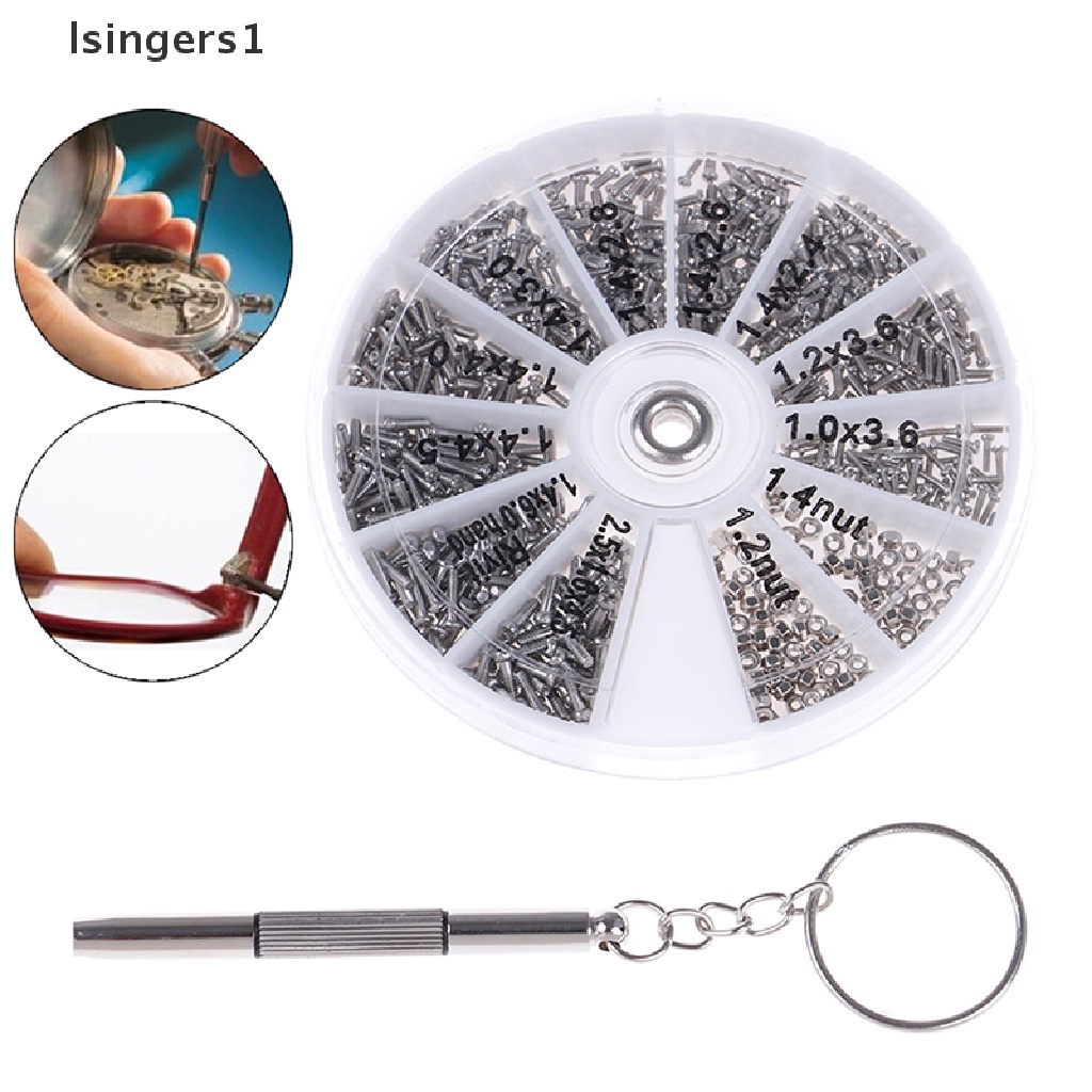 (lsingers1) 1000pcs / Set Sekrup + Mur + Obeng Untuk Reparasi Kacamata