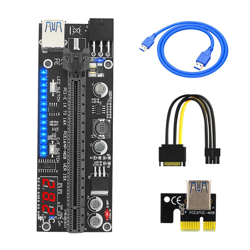 Btsg PCI-E Riser PCIE Extension Cable GPU PCI-E 1X Sampai 16X Extender Ke 6pin Kabel