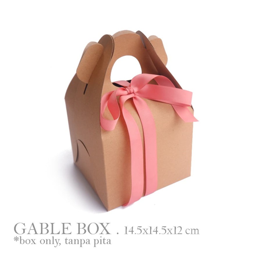 

( 10pcs ) Gable Box Kraft ukuran 14.5x14.5x23 cm Dus Toples Packing Hampers Parcel Kotak Packaging Souvenir Box Kue Natal Lebaran Imlek