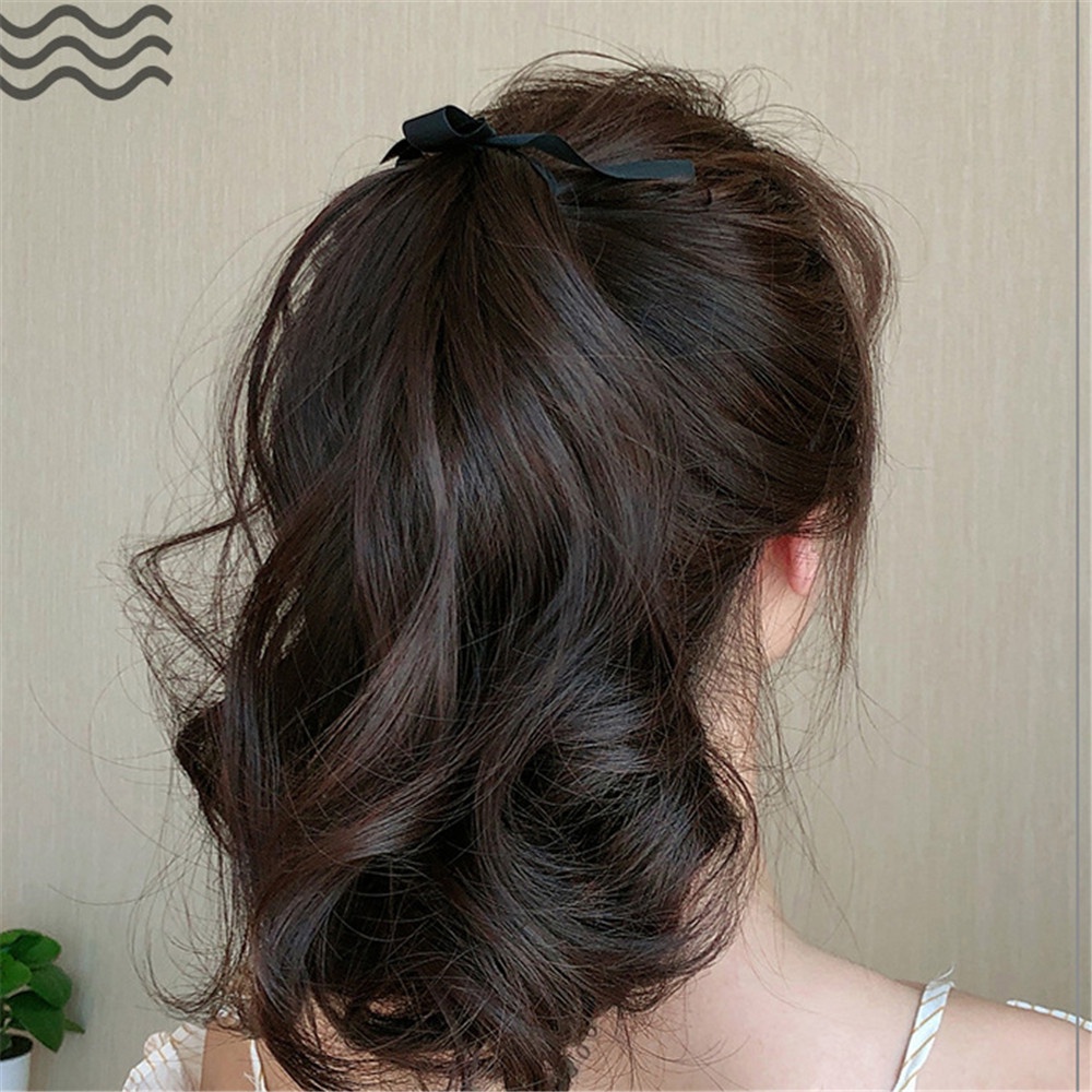 1pc Wig Rambut Ekstensi Model Panjang Keriting Ukuran 25cm Untuk Wanita