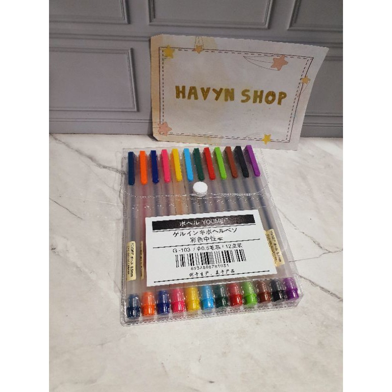 

(12pc) pen gel warna warni YOUMEI/gel pen warna warni