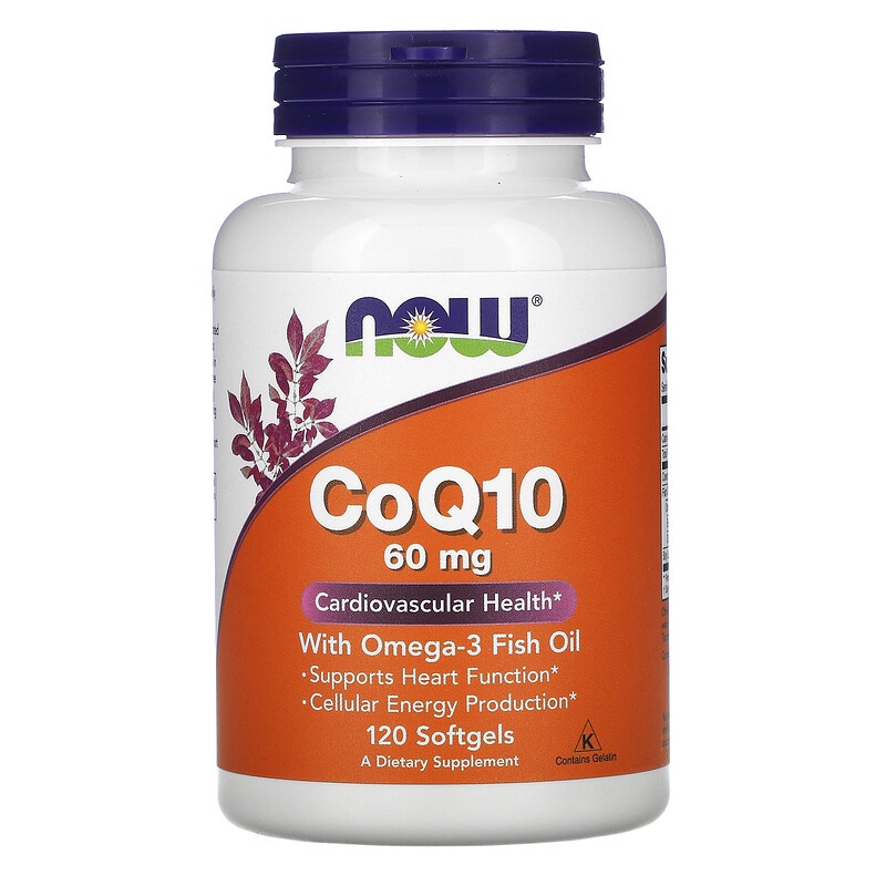 Now Foods CoQ10 60 mg with Omega-3 Fish Oil 120 Softgels
