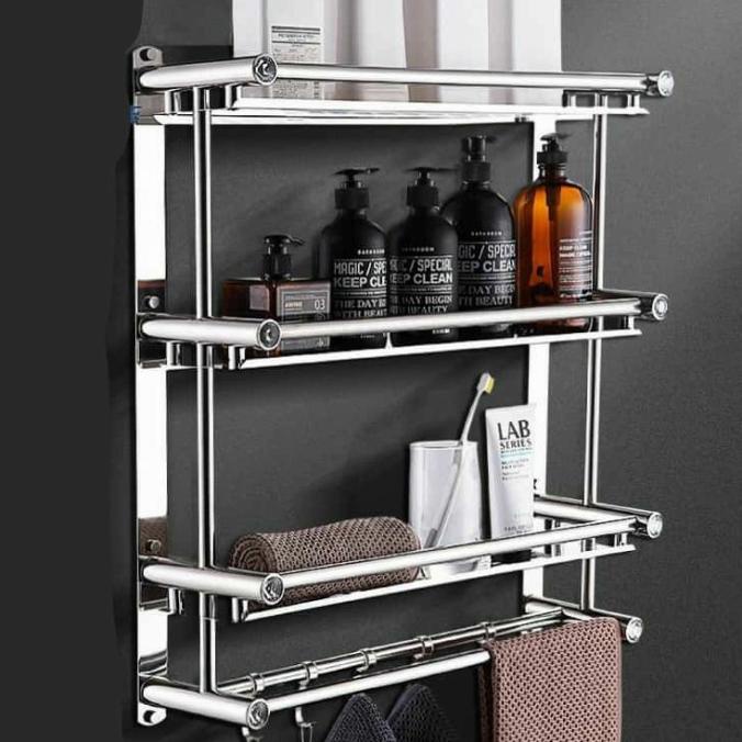 Rak Kamar Mandi Stainless / Rak Dinding Kamar Mandi Anti Karat