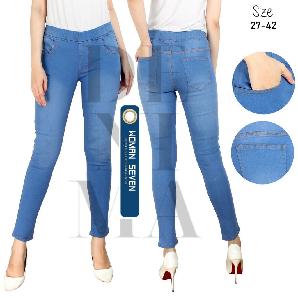 COD Jeans Stretch | Celana Legging Jeans Wanita Pinggang Karet | Celana Jeans Pinggang karet 27-42