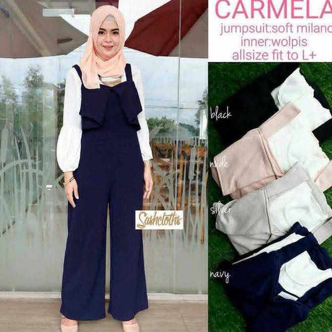 Jumpsuit Hijab U002F Overall Wanita Carmela Set Wd (Var) - Hitam