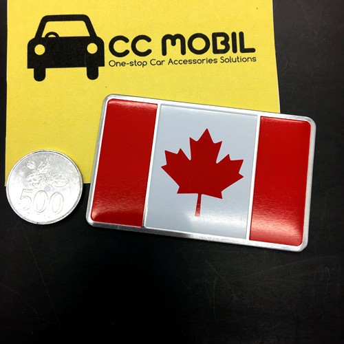 Tempelan Stiker Emblem Mobil Flag BENDERA PERSEGI KANADA CANADA Aluminium