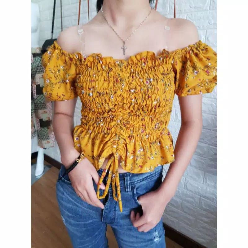 Sabrina Serut Dada/ Sabrina Kerut/ Sabrina Top Crop/ Sabrina lengan pendek/ Sabrina Murah