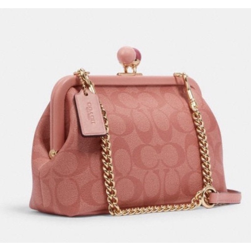 Coach Nora Kisslock Crossbody In Signature Canvas Candy Pink (C1452)