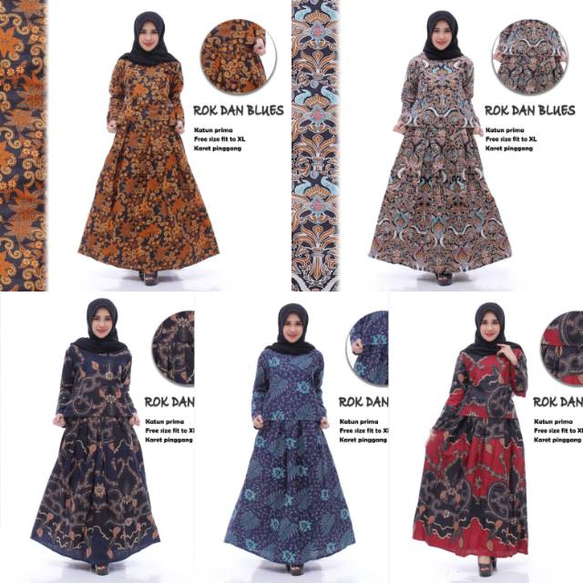 R&B ROK & BLUS KATUN setelan ROK & BLUS XL