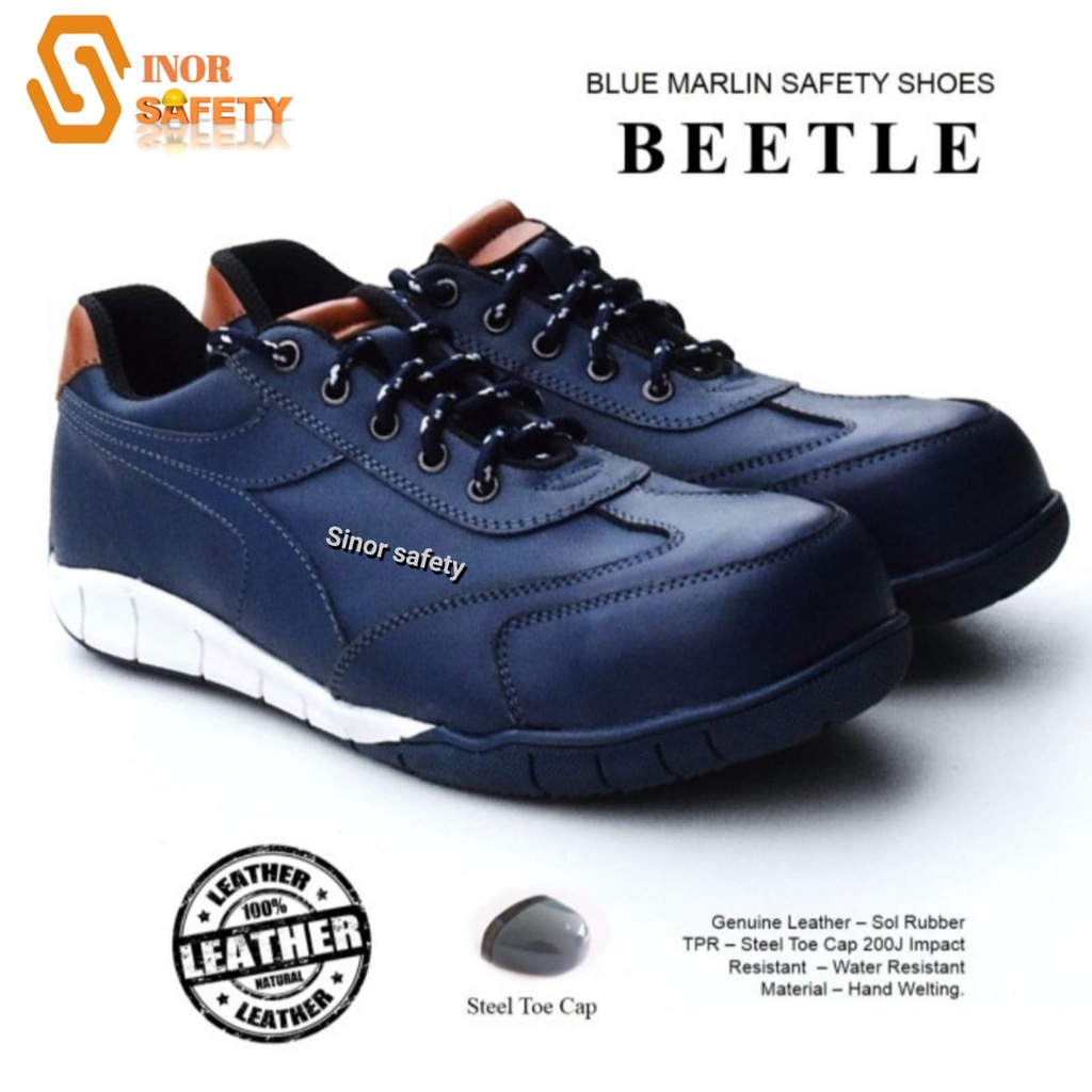 Sepatu Safety SNI Ujung BESI Blue Marlin BEETle Safety Shoes
