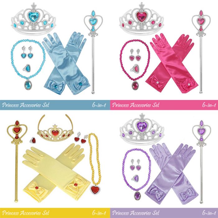 Aksesoris Princess Set 5 in 1 mahkota frozen belle rapunzel aurora
