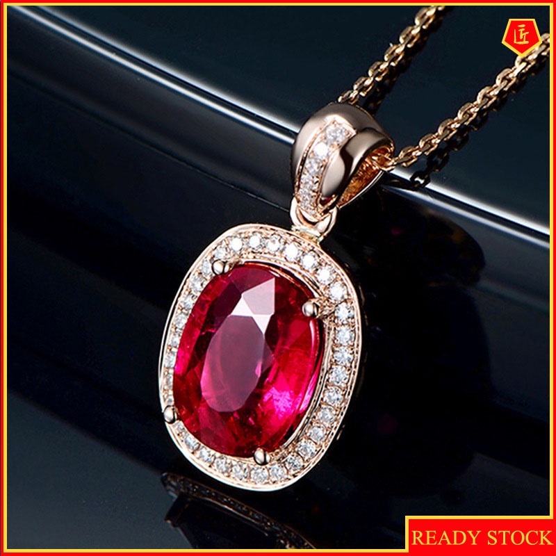 [Ready Stock]Pigeon Blood Red Gem Pendant for Women High-End Temperament Fashion