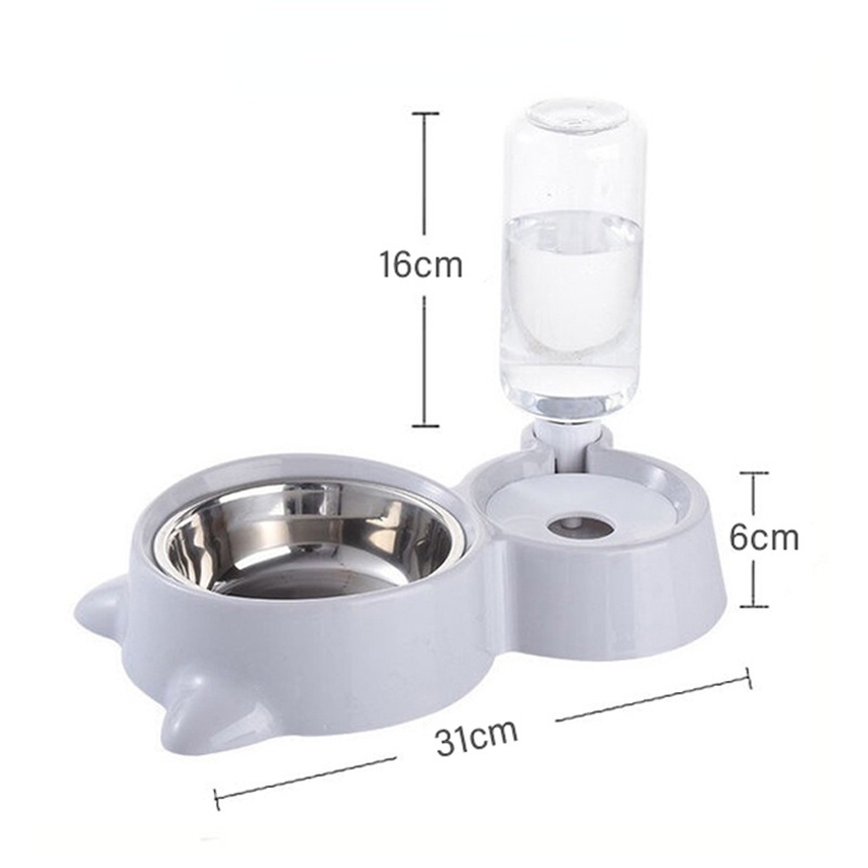 Hugopet Tempat Makan Minum Kucing Anjing Tempat Makan Hewan Otomatis 2 in 1 mangkuk Stainless Steel Auto Water Feeder Dispenser  Pet Feeder Plate