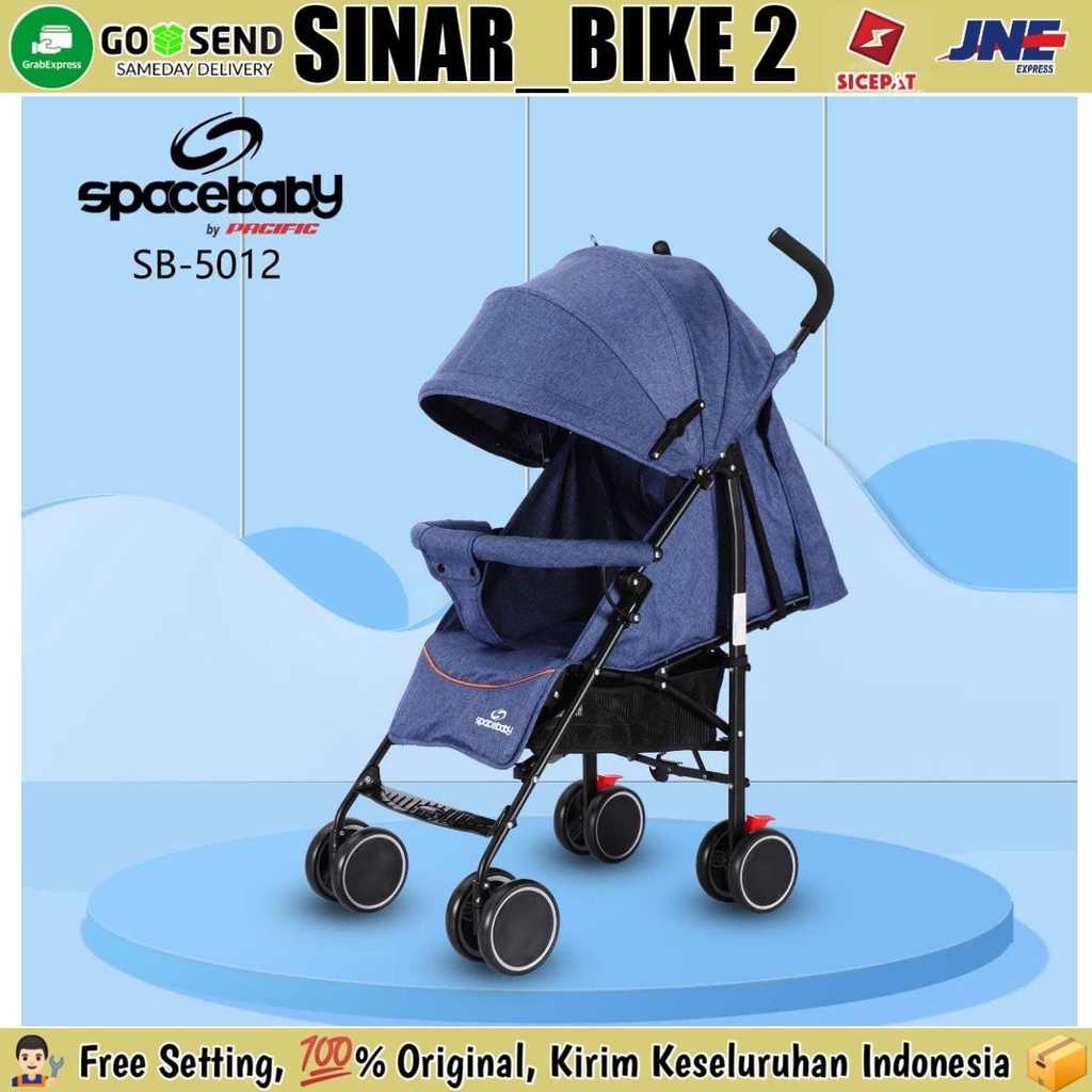 Kereta Bayi SPACEBABY SB-5012 New-Brown 3 Posisi Sandaran Duduk Rebahan Tidur Stroller