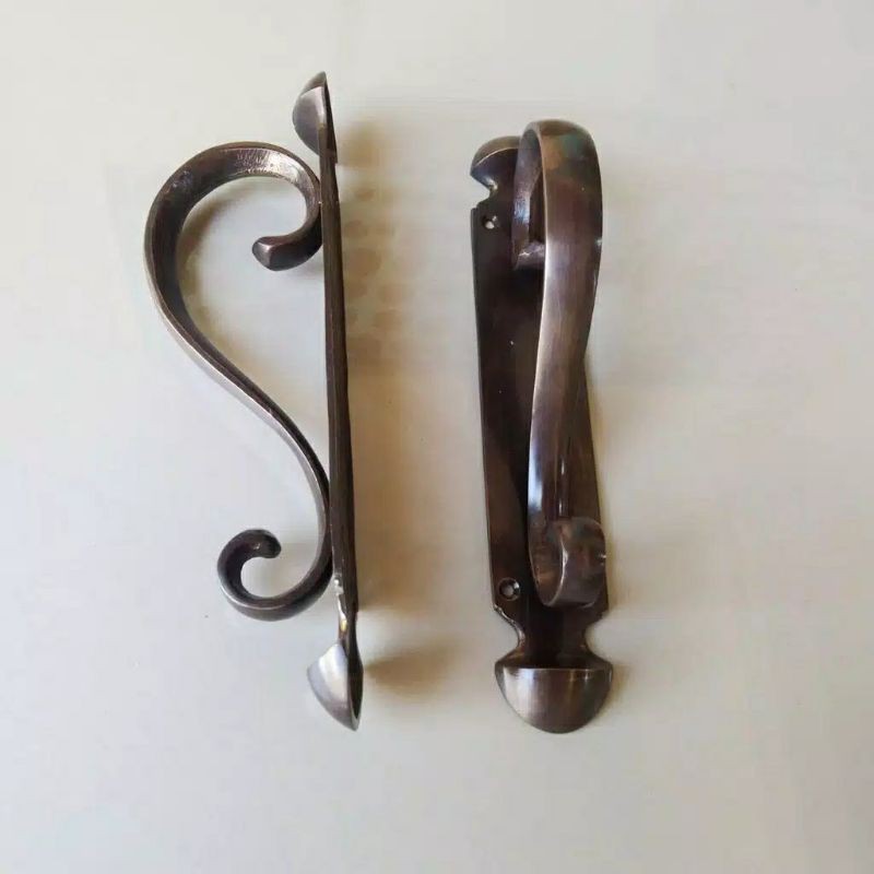 Handle / Tarikan Pintu Rumah Pagar Kuningan Antik Murah Motif Cumi 22cm